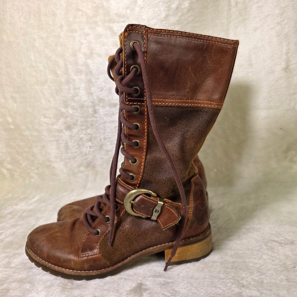 Timberland Earthkeepers Mid Calf Boots Lace Up Brown Leather Suede Womens 6
